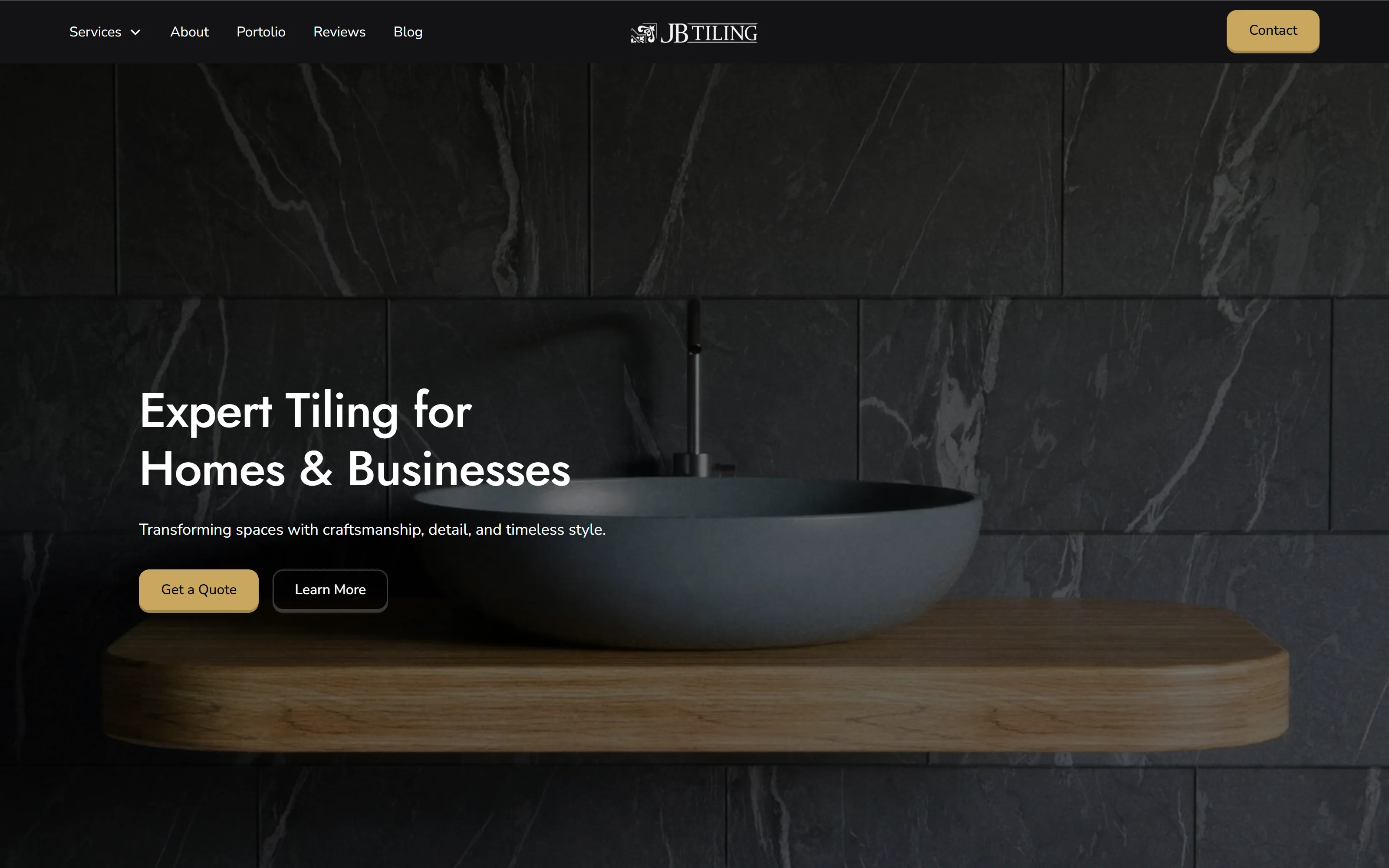 JB Tiling single-page website mockup on desktop and mobile